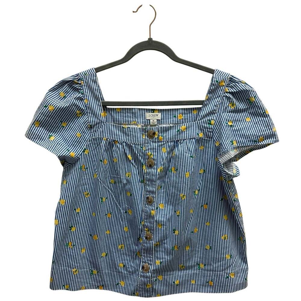 J.Crew Factory Lemon Square Neck Button Top Sz M